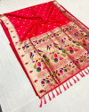 Gajari color paithani silk saree with zari work