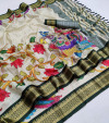 Multi color slub cotton saree with printed work
