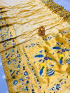 Off white color paithani silk saree with golde zari weaving work