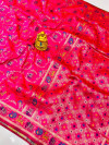 Rani pink color soft kanchipuram silk saree with golden zari weaving work