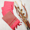 Light red color tussar silk saree with zari woven pallu
