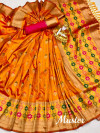 Mustard yellow color banarasi silk saree with rich pallu