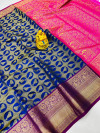 Royal blue color kanchipuram silk saree with golden zari weaving work