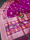 Light magenta color soft banarasi silk saree with golden zari work