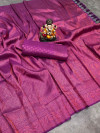 Light magenta color soft fancy silk saree with beautiful tassel work