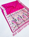 Pink color paithani silk saree with zari work