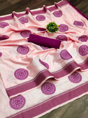 Baby pink color soft cotton saree with embroidery work