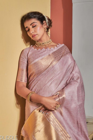 Baby pink color maheshwari silk saree with zari work
