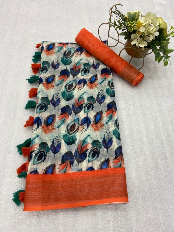 Buy BEAUTIFUL SOFT COTTON SAREE WITH ALL OVER BEAUTIFUL WEAVING TILL BLOUSE  PART at Rs. 949 online from Surati Fabric designer sarees : SF-CT-7