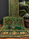 Bottle green color hand bandhej gaji silk saree with zari weaving work