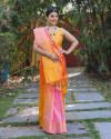 Multi color georgette  saree with zari weaving work