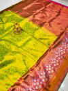 Parrot green color kanchipuram silk saree with zari weaving work