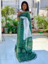 White color soft cotton saree with bandhani printed work