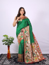 Green color paithani silk saree with zari woven work