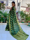 Dark green color soft bandhej silk saree with zari weaving work