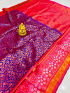 Purple color kanchipuram silk saree with zari weaving work