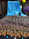 Sky blue color soft muslin silk saree with ajrakh printed work