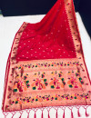 Dark pink color paithani silk saree with zari weaving work