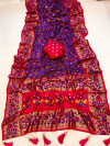 Purple color patola silk saree with printed work