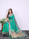 Rama green color soft paithani silk saree with zari woven work