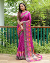 Magenta color Pure bandhej silk saree with woven design