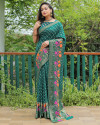 Bottle green color Pure bandhej silk saree with woven design