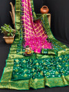 multi color bandhej silk saree with zari weaving work