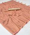 Peach color soft georgette saree with zari weaving work