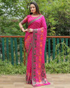 Rani pink color Pure bandhej silk saree with woven design