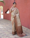Coffee color soft fancy silk saree with digital printed work