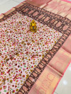 Baby pink color pashmina silk saree with digital printed work