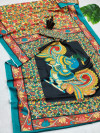 Multi color muslin silk saree with kalamkari printed work