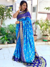 Firoji and royal blue color soft bandhej silk saree with zari weaving work