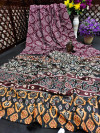 Maroon color soft muslin silk saree with printed work