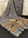 Multi color muslin silk saree with kalamkari printed design