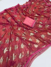 Pink color soft georgette saree with zari weaving work