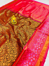 Bottle green color kanchipuram silk saree with zari weaving work