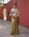 Mahendi green color soft fancy silk saree with digital printed work