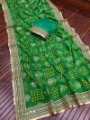 Green color georgette saree with bandhej printed work