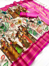 Off white color soft cotton silk saree with digital printed work