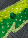 Green and parrot green color georgette saree with foil printed work