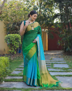 Multi color georgette saree with zari weaving work