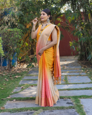 Multi color georgette saree with zari weaving work