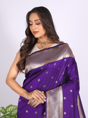Purple color paithani silk saree with zari  weaving work