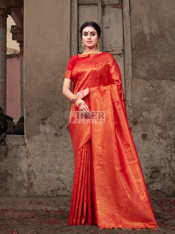 Red Semi Mysore Silk Saree