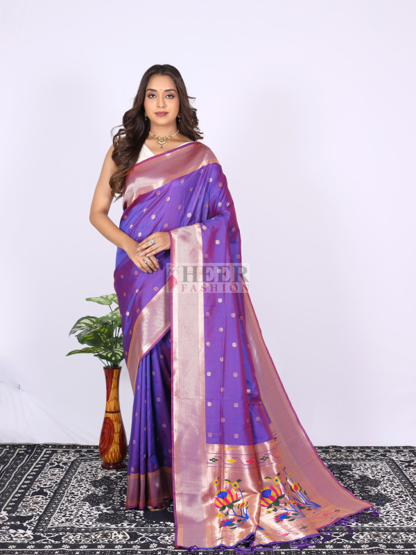 Buy THESIYA FAB Woven Kanjivaram Jacquard, Pure Silk Purple Sarees Online @  Best Price In India | Flipkart.com