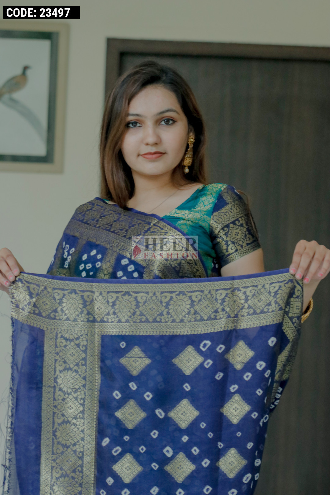 Multi Color Bandhej Silk Saree With Zari Weaving Work multi-color-bandhej-silk-saree-with-zari-weaving-work