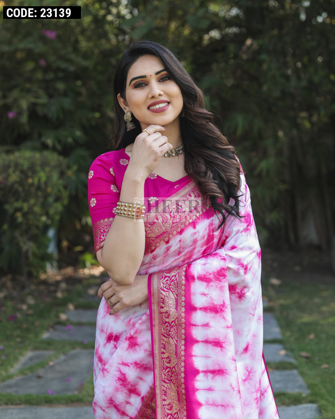 Rani Pink Premium Dola Viscose Silk Wedding Wear Saree