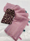 Pink color soft cotton silk saree with sequence work