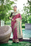 Magenta color patola silk saree with zari weaving work